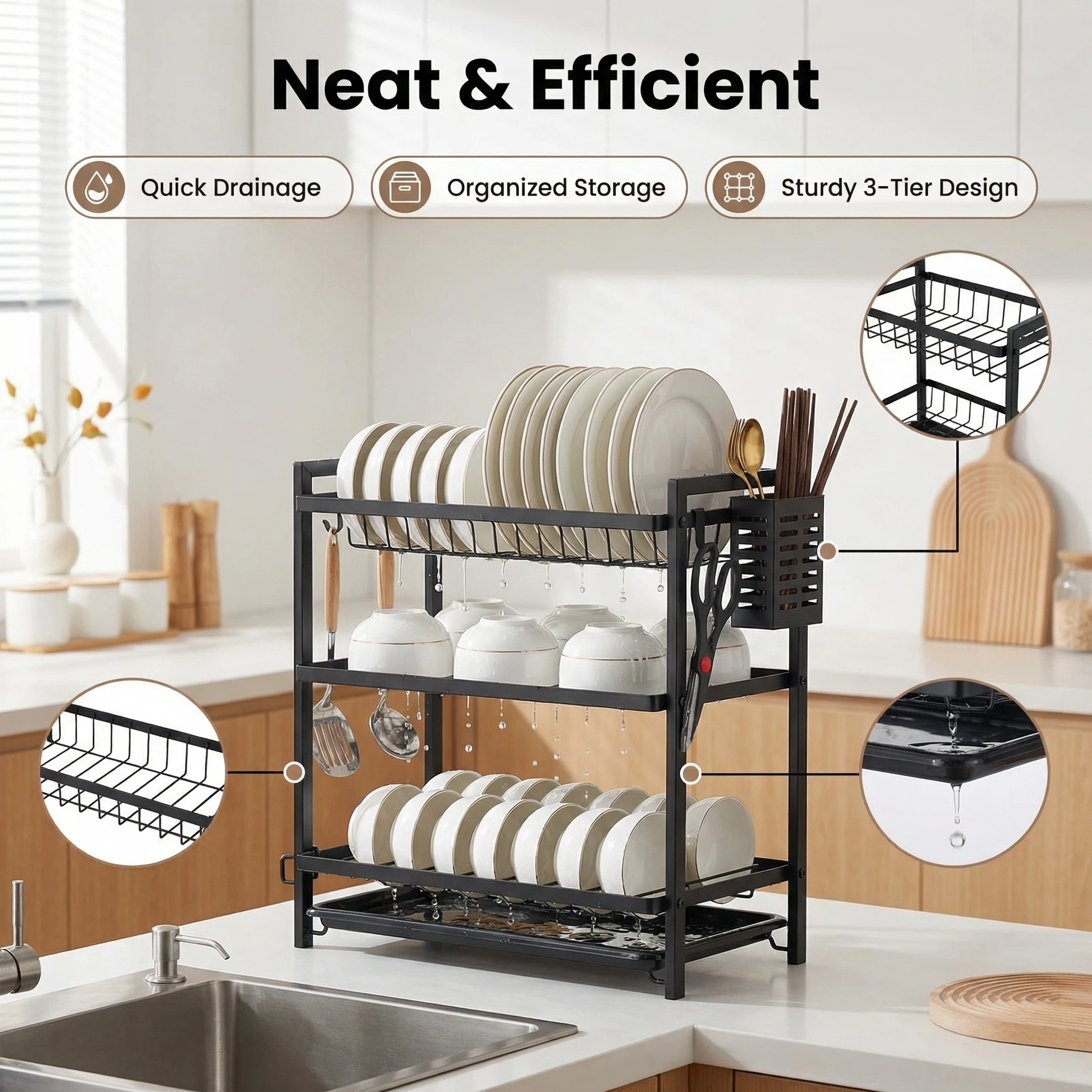 Kitchen Tableware Multi-Layer Drainage Storage Rack
